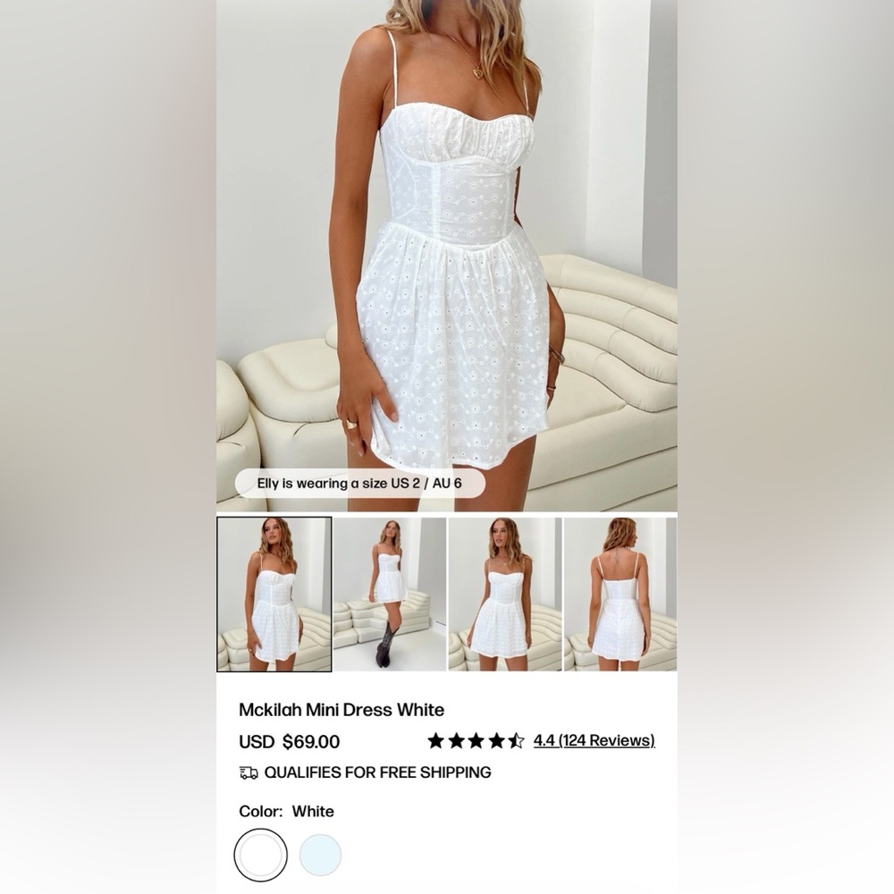 Princess Polly White Eyelet Sweetheart Mini Dress
